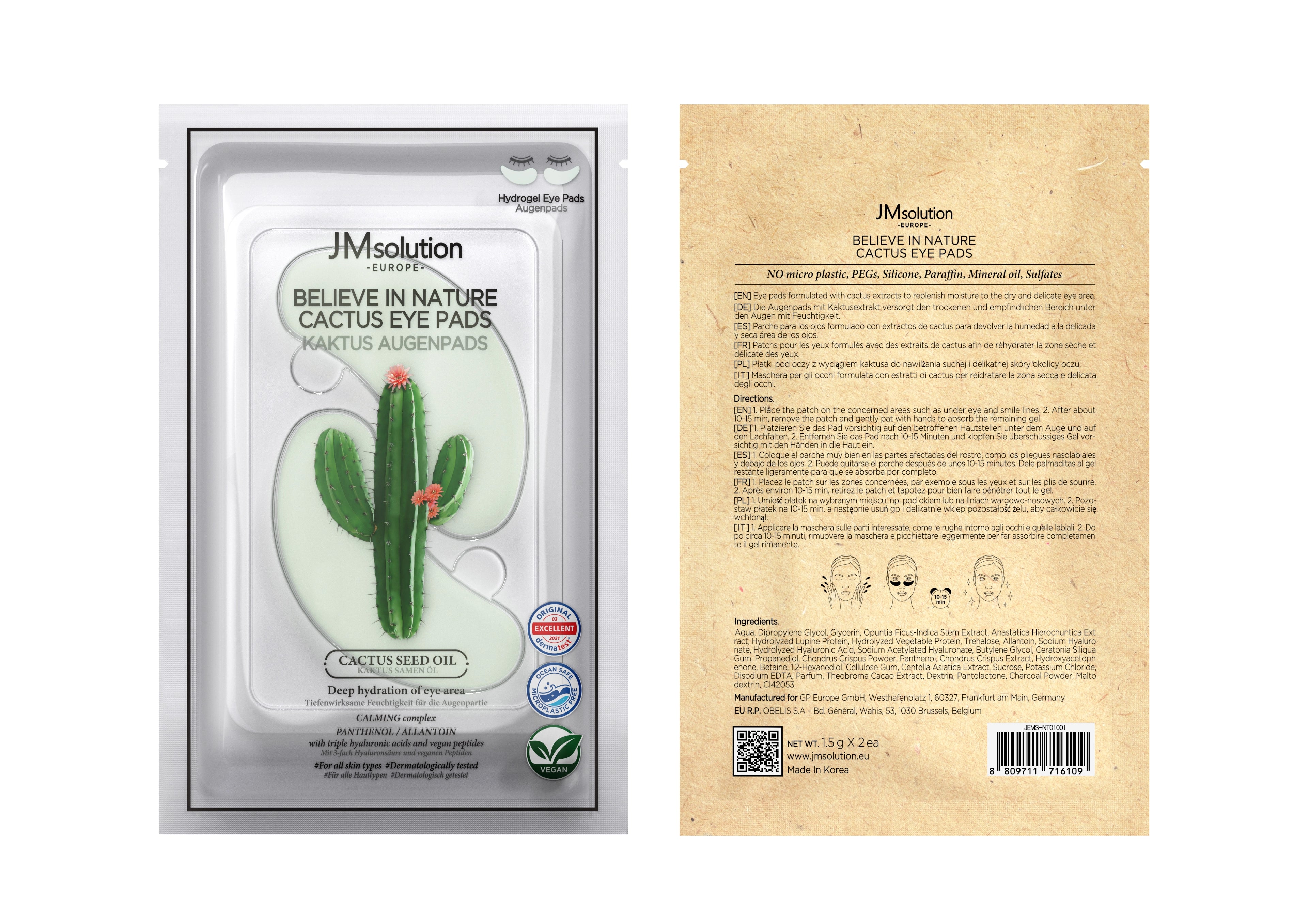 JMSOLUTION Europe BELIEVE IN NATURE CACTUS EYE PADS 30EA