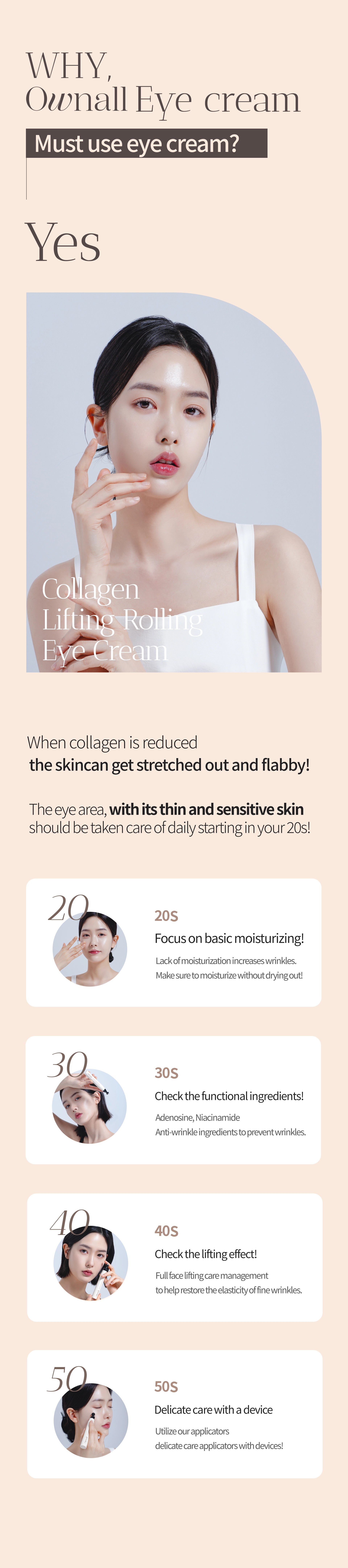 OWNALL Collagen Lifting  Rolling Eye Cream
